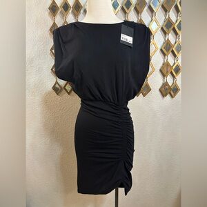 The Kooples Ruched Padded-Shoulder Mini Dress